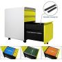 Dprodo 3 Drawers Mobile File Cabinet with Lock, Metal Filing Cabinet for Legal & Letter Size, Locking File Cabinet for Home & Office Full-Exte
