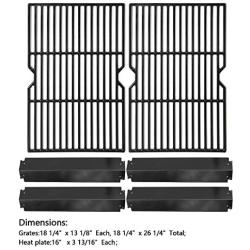 Hongso Porcelain Cast Iron Cooking Grid Grill Grates and Steel Heat Plates Replacement Kit for Charbroil 463268008 463244011 463212511 463224611, Kenmore 415.166579, Uniflame Gas Grill, PCF652-PPC3214