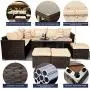 Outime 7 PCS Patio Furniture Outdoor Sectional Sofa,All Weather PE Brown Rattan Wicker Conversation Set with Khaki Cushion and Glass Table Top Outime 7 PCS Patio Furniture Outdoor Sectional Sofa,All Weather PE Brown Rattan Wicker Conversation Set with Khaki Cushion and Glass Table Top