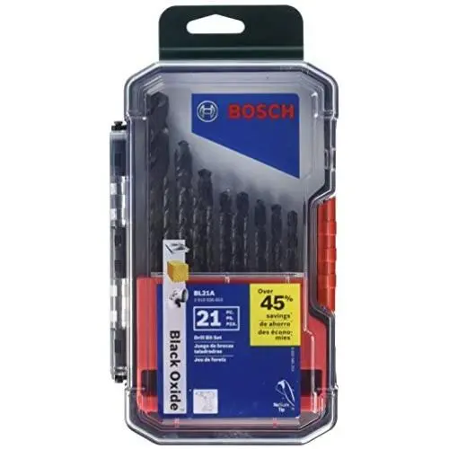 Bosch 21 Piece Black Oxide Metal Drill Bit Set BL21A Bosch 21 Piece Black Oxide Metal Drill Bit Set BL21A