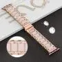 Moolia Metal Strap Band Compatible with Apple Watch Band 38mm 40mm Womens Rhinestones Resin Metal Wristband Bracelet Replacement for iWatch Series 6 5 4 3 2 1 Rose Gold + Pink