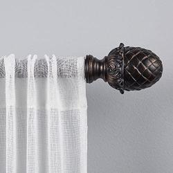 Exclusive Home Acorn 1'' Curtain Rod and Coordinating Finial Set, Matte Bronze, Adjustable 66''-120''