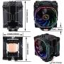 DS 1800RPM CPU Cooler, Black Aluminum Extrusion Cooling CPU Fan for Intel and AMD (Dynamic RGB Color, C Series)