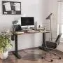 FAMISKY Dual Motor Adjustable Height Electric Standing Desk, 48 x 24 Inches Stand Up Home Office Desk with Splice Tabletop, Black Frame/Walnut Top