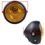 Set 6-1/2 Round Amber Lens Headlight + Metal Mesh Grille Cover + 35mm-43mm Headlamp Mount Brackets