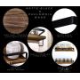 Peters Goods Rustic Floating Wall Shelves with Rails - Decorative Storage for Kitchen, Bathroom, and Bedroom - Elegant, Modern Shelving - Torched Paulownia Wood, Matte Black Metal Frame - Set of 2