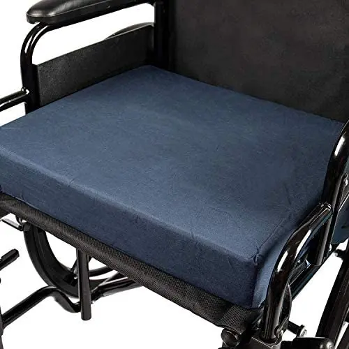 DMI Seat Cushion for Wheelchairs, Mobility Scooters, Office and Kitchen Chairs or Car Seats to Add Support and Comfort while Reducing Pressure and Stress on Back, 3 Inch thick, 16 x 18, Navy Blue DMI Seat Cushion for Wheelchairs, Mobility Scooters, Office and Kitchen Chairs or Car Seats to Add Support and Comfort while Reducing Pressure and Stress on Back, 3 Inch thick, 16 x 18, Navy Blue