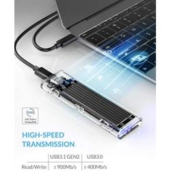 ORICO NVME M.2 to Type-C USB3.1 Gen2 10Gbps Transparent External Hard Drive Adapter Enclosure for 2280 2260 2242 2230 PCI-E M2 M-Key SSD, USB Type C Converter Case (TCM2-Black)