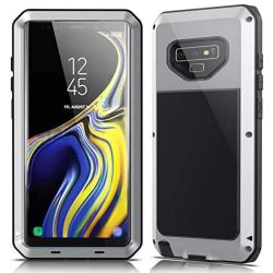 Galaxy Note 9 Case,Lilycase Armor Heavy Duty Hybrid Aluminum Metal Shockproof Military Shockproof Hard Cover for Samsung Galaxy Galaxy Note 9 Newest - Silver