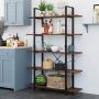 Homfa Bookshelf, 5-Tier Industrial Bookcase, Open Storage Display Shelves Organizer, Accent Furniture with Wood Grain Shelves and Metal Frame for Home Office, 47L x 13W x 70H