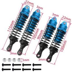 Hobbypark Shock Absorber Assembled Front & Rear Shocks Replace 5862 for 1/10 Traxxas Slash 4x4 4WD Upgrade Parts (4-Pack) (Blue)