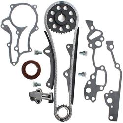 New Timing Chain Kit (2 Heavy Duty Metal Guide Rails & Bolts), Water Pump, & Oil Pump compatible with Toyota 2.4L Pickup 22RE 22REC 85-95