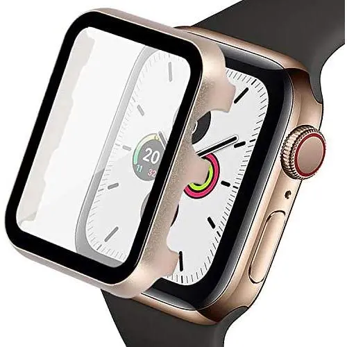 Ritastar for Apple Watch Cover 44mm with Screen Protector,Metal Bumper Case Hard Thin PET Film,High Sensitive,Impact Resistant,Bubble Free,Defense Edge for iWatch Series 6 SE 5,4 Accessories Women Men