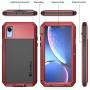 Lanhiem iPhone XR Case, Heavy Duty Shockproof [Tough Armour] Metal Case with Built-in Screen Protector, 360 Full Body Protective Cover for iPhone XR (6.1'' 2018), Dust Proof Design -Red
