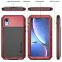 Lanhiem iPhone XR Case, Heavy Duty Shockproof [Tough Armour] Metal Case with Built-in Screen Protector, 360 Full Body Protective Cover for iPhone XR (6.1'' 2018), Dust Proof Design -Red
