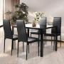 DKLGG 5-Piece Kitchen Dining Table Set for Dining Room, 4 Faux Leather Metal Frame Chairs, Dinette, Compact Space w/Glass Tabletop