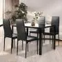 DKLGG 5-Piece Kitchen Dining Table Set for Dining Room, 4 Faux Leather Metal Frame Chairs, Dinette, Compact Space w/Glass Tabletop