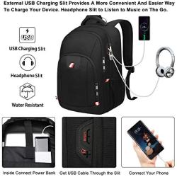 Laptop Backpack,Business Travel Backpack with USB Charging Slit for Men Womens, Anti Theft Water Resistant College School Bookbag Computer Backpack Fits 15 Inch Laptop and Notebook,Black