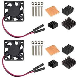 Easycargo Raspberry Pi 4 Heatsink Fan Kit, Cooler Fan Heatsink Set for Cooling Raspberry Pi 4B, 3B+, 3B, Pi 2, Pi Model B+ (Black 2 Pack)