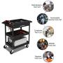 TUFFIOM 3 Tier Rolling Tool Cart, 330 LBS Capacity Industrial Service Cart, Heavy Duty Steel Utility Cart, Tool Organizer with Drawer, Perfect for Garage, Warehouse & Repair Shop (Black)