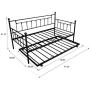 Daybed with A Trundle Twin Size,Daybed Metal Frame with Pullout Trundle for Kids Teens and Adults, No Box Spring Needed (Black) Daybed with A Trundle Twin Size,Daybed Metal Frame with Pullout Trundle for Kids Teens and Adults, No Box Spring Needed (Black)
