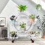 Plant Stand Pot Flower Rack with 4 Tiers and 6 Moving Potted Holders with Wheels (Plant Pots NOT Included) for Indoor or Outdoor use in The Patio, Garden, Living Room, Office, Plant Holder