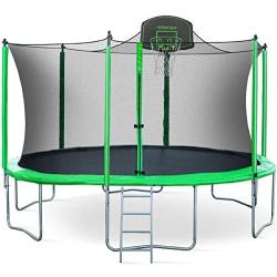 Merax 14FT 15FT Trampoline with Enclosure Kids Trampoline with Basketball Hoop, Ladder and Backboard Net