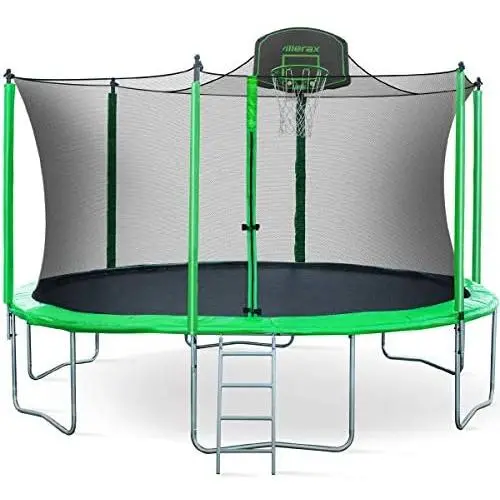 Merax 14FT 15FT Trampoline with Enclosure Kids Trampoline with Basketball Hoop, Ladder and Backboard Net Merax 14FT 15FT Trampoline with Enclosure Kids Trampoline with Basketball Hoop, Ladder and Backboard Net