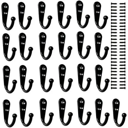 25 Pieces Wall Mounted Coat Hook Robe Hooks Cloth Hanger Coat Hanger Coat Hooks Rustic Hooks and 54 Pieces Screws for Bath Kitchen Garage Single Coat Hanger (Black Color) 25 Pieces Wall Mounted Coat Hook Robe Hooks Cloth Hanger Coat Hanger Coat Hooks Rustic Hooks and 54 Pieces Screws for Bath Kitchen Garage Single Coat Hanger (Black Color)