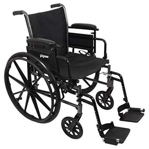 ProBasics Lightweight Wheelchair for Adults with Flip Back Desk Arms and Swing-Away Foot Rests - 16'' x 16'' Seat