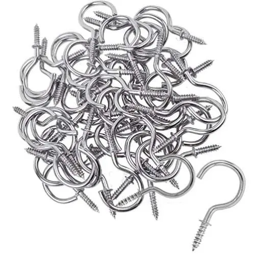 BronaGrand 50 Pieces Metal Screw-in Ceiling Hooks Cup Hook,Screw Hanger for Hanging Plants Mugs Kitchen Utensils Wind Chimes 1-1/4''(Silver) BronaGrand 50 Pieces Metal Screw-in Ceiling Hooks Cup Hook,Screw Hanger for Hanging Plants Mugs Kitchen Utensils Wind Chimes 1-1/4''(Silver)