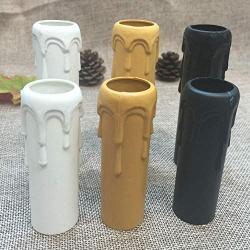 Candle Light Socket Covers - Set of 6,Multi-color Plastic Candle Sleeves Multiple sizes Candelabra Base for Light(Black,H10cm,Dia2.5cm)