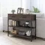 HOMECHO Console Table with Drawers, Tall Entryway Table with Storage, Narrow Sofa Hallway Table for Bedroom Living Room, Metal Frame, Dark Brown HOMECHO Console Table with Drawers, Tall Entryway Table with Storage, Narrow Sofa Hallway Table for Bedroom Living Room, Metal Frame, Dark Brown