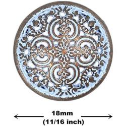 Bezelry 12 Pieces Flowery Engraving Copper Blue Openwork Metal Shank Buttons 18mm (11/16 inch)