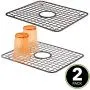 mDesign Modern Kitchen Sink Metal Dish Drying Rack/Mat with Center Drain Hole - Steel Wire Grid Design - Allows Wine Glasses, Mugs, Bowls and Dishes to Drain in Sink - 2 Pack - Bronze mDesign Modern Kitchen Sink Metal Dish Drying Rack/Mat with Center Drain Hole - Steel Wire Grid Design - Allows Wine Glasses, Mugs, Bowls and Dishes to Drain in Sink - 2 Pack - Bronze