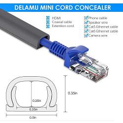 Upgraded Cord Hider, 142in Mini Wire Cable Cover, PVC Cable Concealer Channel, Paintable Cord Cover to Hide Speaker Wire, Ethernet Cable, 9X L15.7in W0.48in H0.32in, CC05 Grey