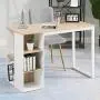 Office Computer Writing Desk with Storage Large Work Desk with 5 Shelves Students Study Table Modern Wood Home PC Laptop Table with Metal Legs White Furniture Sets(43.3 x 19.7 x 29.5 inches)
