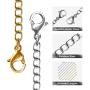 Necklace Extenders, 10Pcs Stainless Steel Gold Silver Necklace Bracelet Anklet Extension Chains with Lobster Clasps and Closures for Jewelry Making