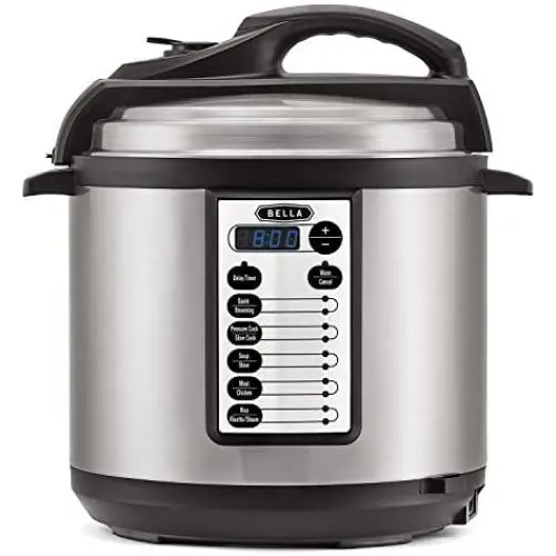 BELLA 10-In-1 Multi-Use Programmable Pressure Cooker, Slow Cooker, Rice Cooker, Steamer, Sauté Warmer with Searing and Browning Feature, 6 Quart, 1000 Watts (14467) BELLA 10-In-1 Multi-Use Programmable Pressure Cooker, Slow Cooker, Rice Cooker, Steamer, Sauté Warmer with Searing and Browning Feature, 6 Quart, 1000 Watts (14467)