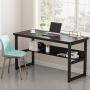 Tribesigns 55 Inches Computer Desk with Bookshelf Works as Office Desk Study Table Workstation for Home Office (55‘’, All Black)