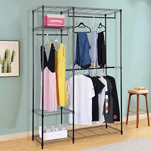 Heavy Duty Clothing Garment Rack Wire Shelving Closet Clothes Stand Rack Double Rod Wardrobe Metal Storage Rack Freestanding Cloth Armoire Organizer (1 Pack) Heavy Duty Clothing Garment Rack Wire Shelving Closet Clothes Stand Rack Double Rod Wardrobe Metal Storage Rack Freestanding Cloth Armoire Organizer (1 Pack)
