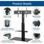 Rfiver Universal Swivel Floor TV Stand with Mount for 32-65 inch Flat Screens/Curved TVs up to 110lbs, Tall TV Stand with Black Tempered Glass Base and 2-Tier Storage Shelves, Height Adjustable. Rfiver Universal Swivel Floor TV Stand with Mount for 32-65 inch Flat Screens/Curved TVs up to 110lbs, Tall TV Stand with Black Tempered Glass Base and 2-Tier Storage Shelves, Height Adjustable.