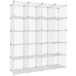 SONGMICS Wire Cube Storage, 20-Cube Modular Rack, Storage Shelves, PP Plastic Shelf Liners Included, 48.4'' L x 12.2'' W x 60.2'' H White ULPI45W