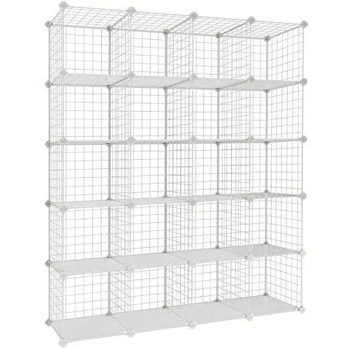 SONGMICS Wire Cube Storage, 20-Cube Modular Rack, Storage Shelves, PP Plastic Shelf Liners Included, 48.4'' L x 12.2'' W x 60.2'' H White ULPI45W SONGMICS Wire Cube Storage, 20-Cube Modular Rack, Storage Shelves, PP Plastic Shelf Liners Included, 48.4'' L x 12.2'' W x 60.2'' H White ULPI45W