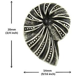 Bezelry 12 Pieces Ammonite Metal Shank Buttons 20mm X 14mm (Antique Silver)