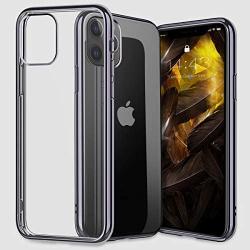 MILPROX iPhone 11 Pro Max Case, Clear Transparent Shockproof Shell [Free Screen Protector] with Electroplated Edge Cover Cases for iPhone 11 Pro Max 6.5 Inch (2019)-Black