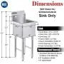 DuraSteel SCSN1491NI SCSE15151P 1 Compartment Stainless Steel Utility Preparation Prep NSF Sink, 15''x15'' Inner Tub, Chrome, 27 Pound DuraSteel SCSN1491NI SCSE15151P 1 Compartment Stainless Steel Utility Preparation Prep NSF Sink, 15''x15'' Inner Tub, Chrome, 27 Pound