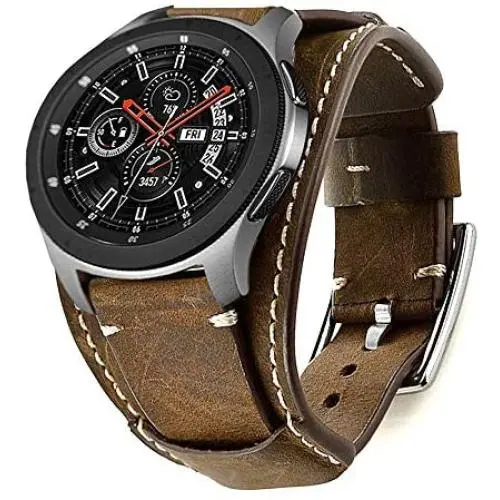 Leotop Compatible with Samsung Galaxy Watch 46mm/Gear S3 Frontier/Galaxy Watch 3 45mm/Classic Bands,22mm Replacement Genuine Leather Cuff Strap with Stainless Steel Metal Buckle for Men Women(Coffe) Leotop Compatible with Samsung Galaxy Watch 46mm/Gear S3 Frontier/Galaxy Watch 3 45mm/Classic Bands,22mm Replacement Genuine Leather Cuff Strap with Stainless Steel Metal Buckle for Men Women(Coffe)