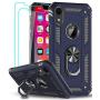 LeYi Compatible for iPhone XR Case with Tempered Glass Screen Protector [2Pack] for Women Men Teens, [Military-Grade] Protective Phone Case with Ring Kickstand for Apple iPhone XR 10 10 XR, Blue