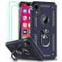 LeYi Compatible for iPhone XR Case with Tempered Glass Screen Protector [2Pack] for Women Men Teens, [Military-Grade] Protective Phone Case with Ring Kickstand for Apple iPhone XR 10 10 XR, Blue